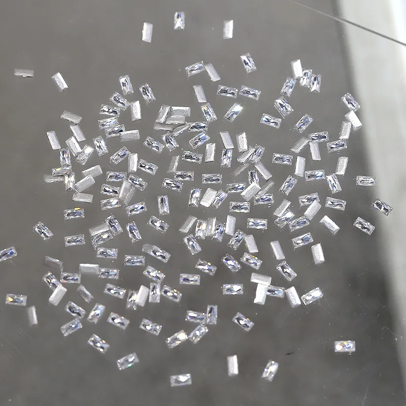 ชาร์มตกแต่งเล็บรูปทรงสี่เหลี่ยมมินิประกายเพชรซิร์คอน 50 ชิ้น แถบสะท้อนแสง ประดับเพชร สำหรับตกแต่งเล็บ อุปกรณ์ทำเล็บ