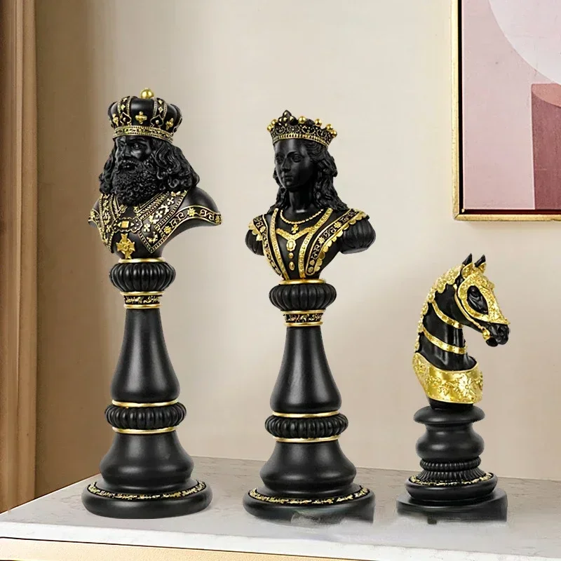 

Resin New Chess Living Room Decoration Collection Statue of King Knight Queen Home Office Desktop Accessories Object Item