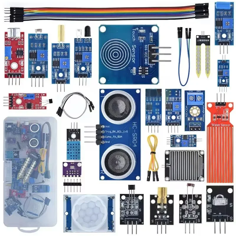 22-In-1 Sensor Module Kit for Learning Beginners Kit with Soil Moisture Microphone, Photosensitive Obstacle Avoidance