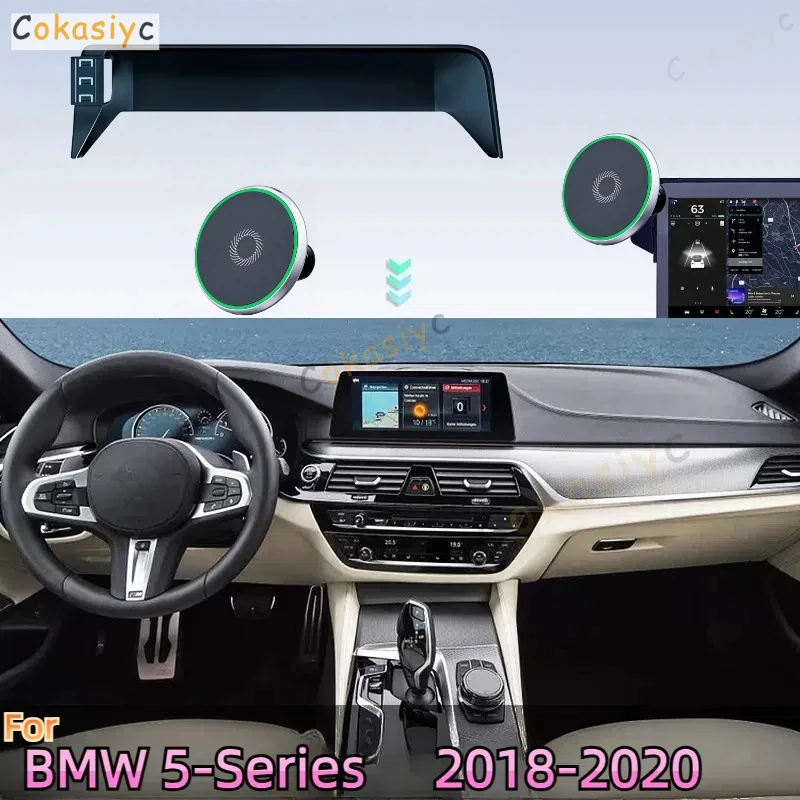 

For BMW 5 Series G30 2018 2019 2020 Car Phone Holder Screen Fixed Base Car Magnetic Wireless Charging Stand Car MagSafe Supports
