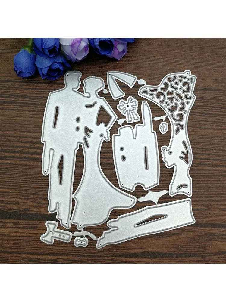 Wedding Couple Metal Cutting Dies Stencil Scrapbook Diy Album Stamp Paper Card Embossing Decor Craft Knife Mould