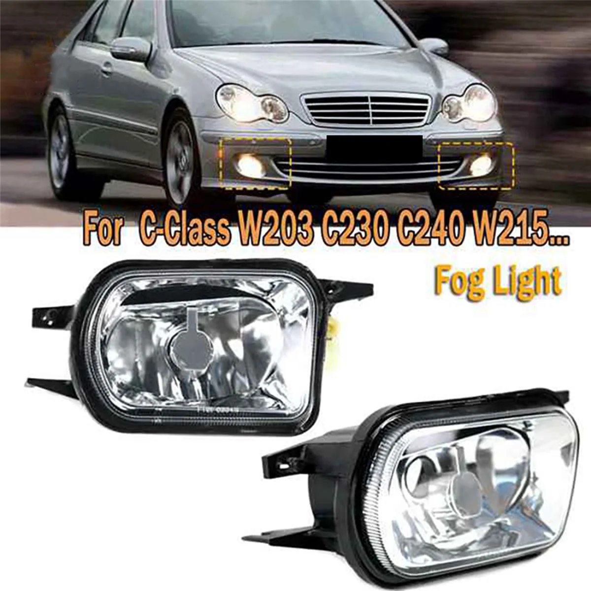 2X Auto Voorbumper Mistlampen Lamp Foglight Zonder Lamp Voor Benz C-Klasse W203 2001-2007 Rechts 2158200656