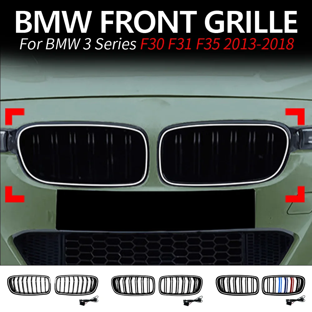 

LED Front Grille For BMW 3 Series F30 F31 F35 2013-2018 Vertical Line LED Light Strip Mesh Body Ktis Upgrade Car Accessories