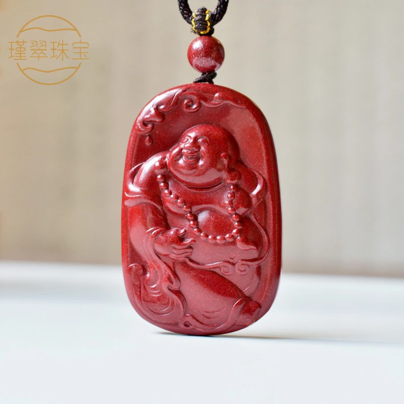Natural Maitreya Buddha Necklace Women and Men Red String Amulet Pendant