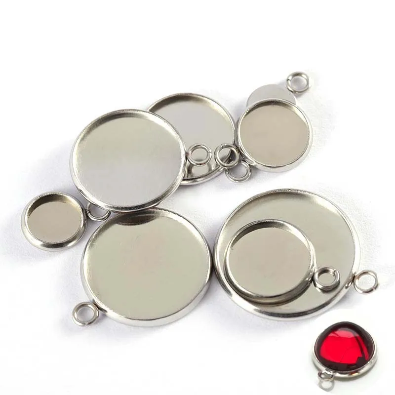 6 8 10 12 14 16 18 20 25 mm Single Loop Round Cabochon Base Tray Bezels Blank Cameo Setting Supplies for Jewelry Making Pendant
