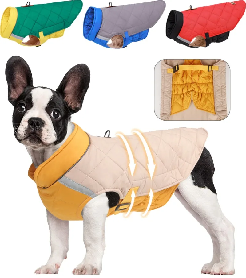 

Windproof Large Dog Down Jacket Winter Warm Dogs Coat Pet Clothes for Small Medium Dogs Labrador Reflective Vest Pet Clothes