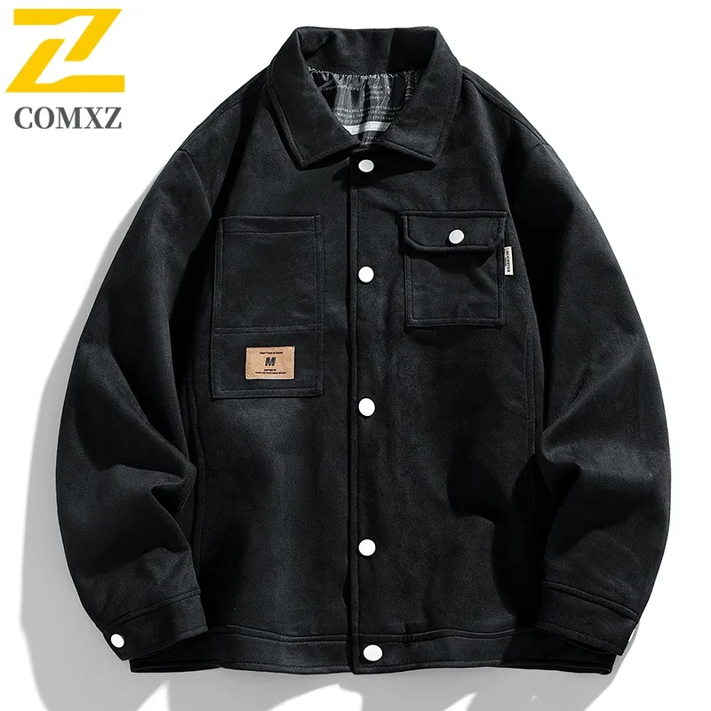

COMXZ 2025 мужские куртки износостойкие ветрозащитные дорожные кемпинговые кожаные мотоциклетные куртки с отложным воротником модная верхняя одежда в стиле ретро