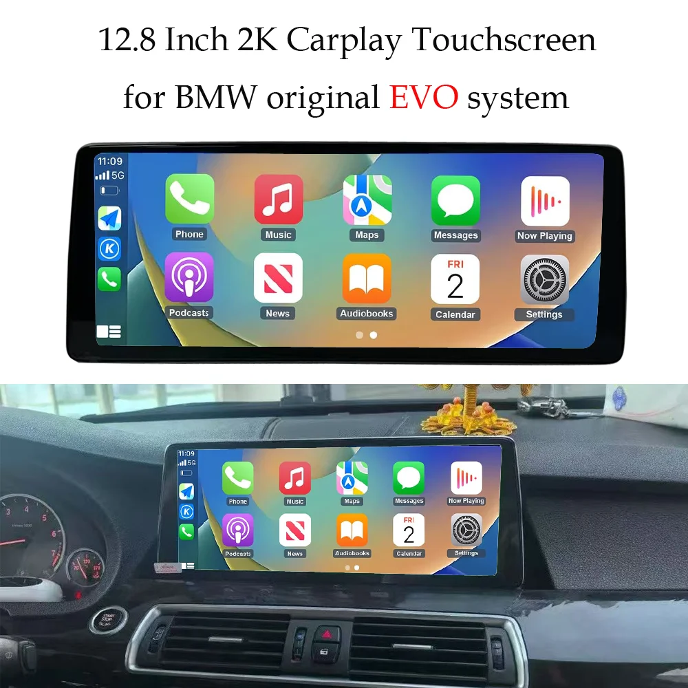 

12.8" Linux Screen for BMW CCC CIC NBT EVO System Capacitive Touch Function, CarPlay Support iOS 26 Android Auto Mirror Link