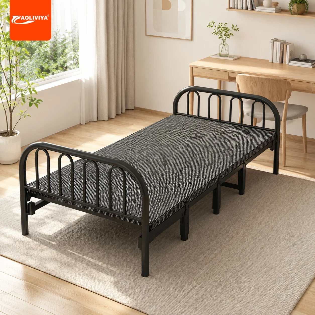 aoliviya-simple-folding-bed-single-with-hard-board-iron-frame-for-home-adult-double-dormitory-rental-room-comfortable-sleeper