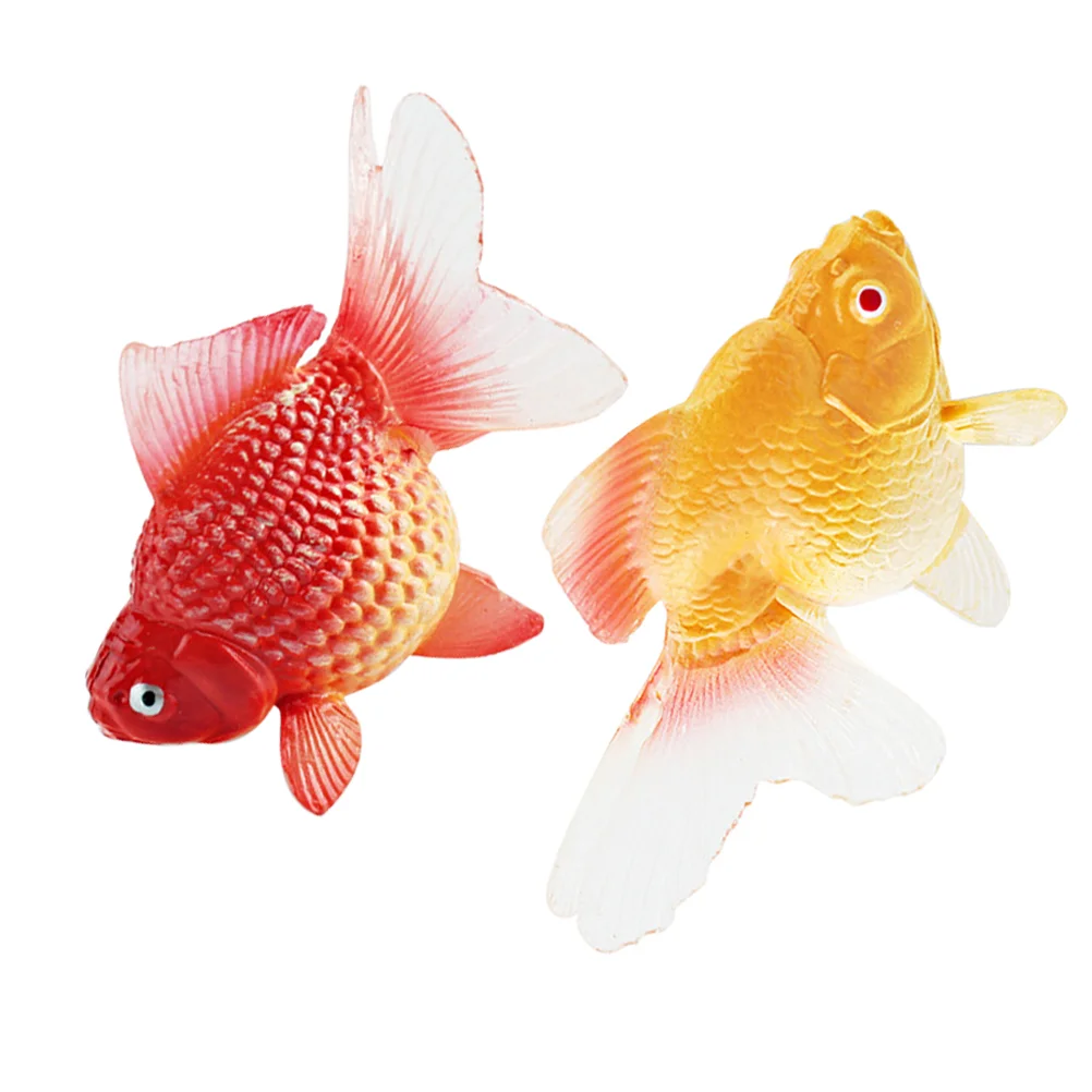 2 Pcs Cognitive Fish Toy Goldfish Crackers Individual Bags Tank Fishing Simulation Animal Figure Figurine Decoration Biscuit