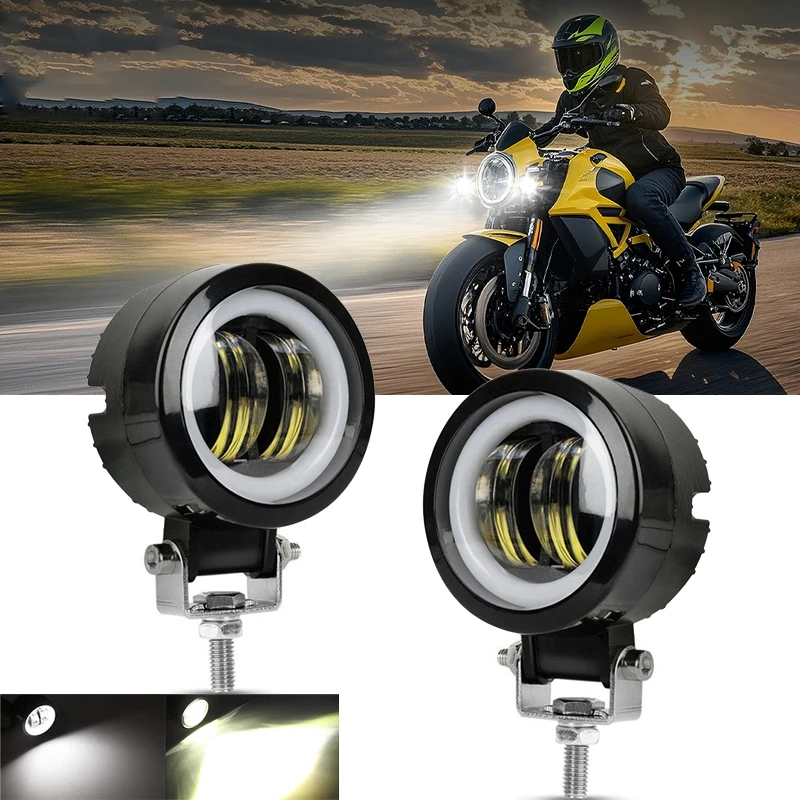 3 Polegada motocicleta led luz de trabalho anjo olho luzes de nevoeiro farol para fora de estrada carro motocicleta caminhão luz de condução auxiliar