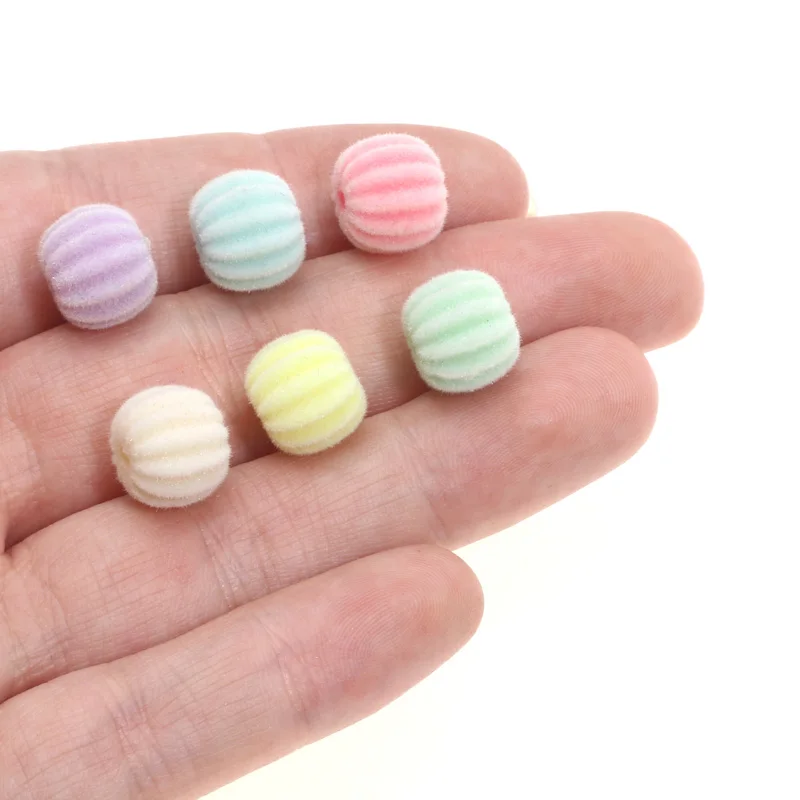 10x11MM 20Pcs Mixed Color Pumpkin Beads Straight Velvet Acrylic Beads For Jewelry Necklace Bracelet Craftsmanship