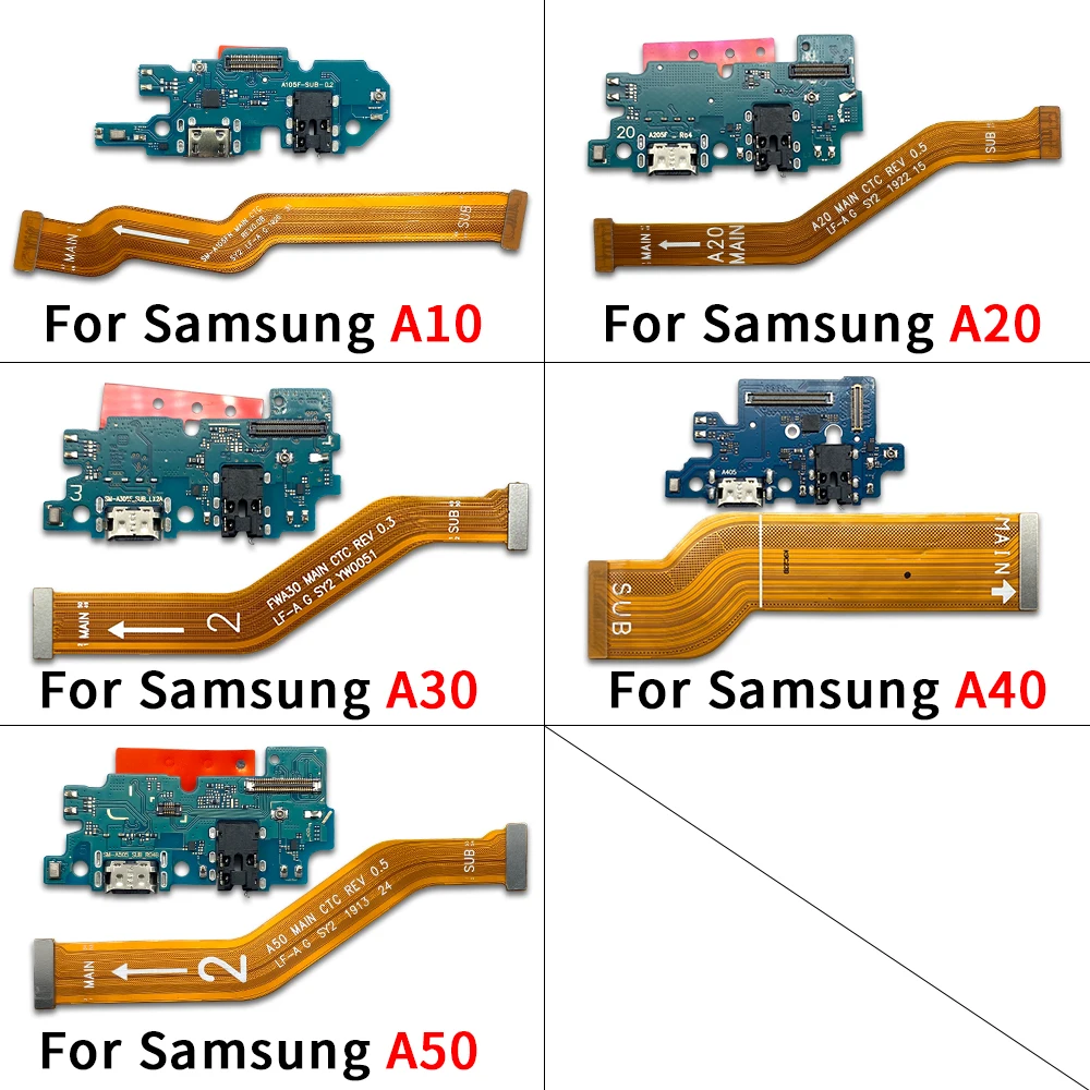 Main Flex For Samsung A10 A20 A30 A40 A50 Motherboard Main Board Connect USB Charging Port Dock Board Flex Cable With Microphone