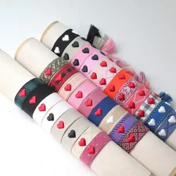 Bohemia Creative Embroidery Three Dimensional Heart Bracelet For Women Handmade Woven Tassel Adjustable Bracelet Fashion Jewelry