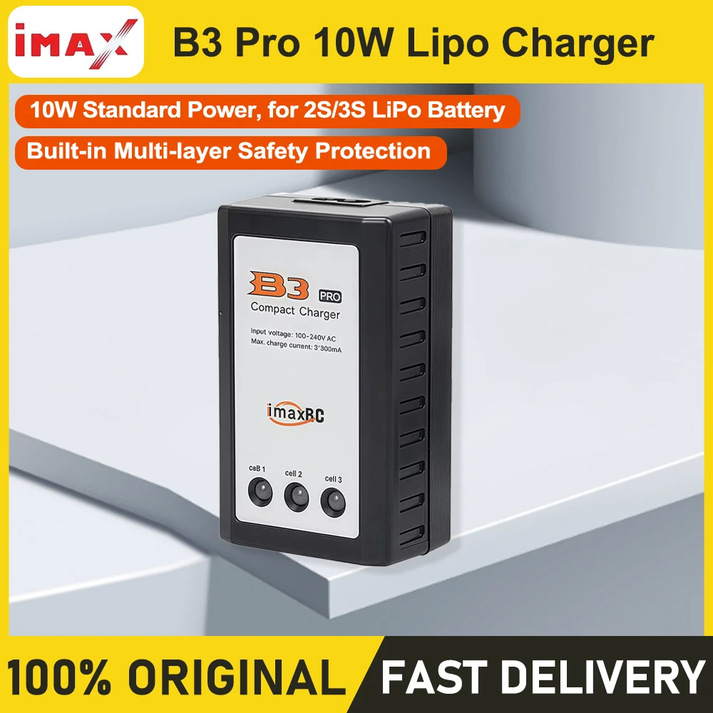 IMAX B3 pro LiPo10W Charger Fast Balance Charging 2S 3S for RC Drone AEG Airsoft Battery 7.4V 11.1V Compatible with Aneegfpv