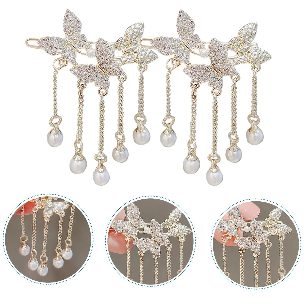 

3pcs Hair Clip Decorations Clips Sparkling Hair Clip Tassel Barrettes Women Accessories Party Stage Decorations