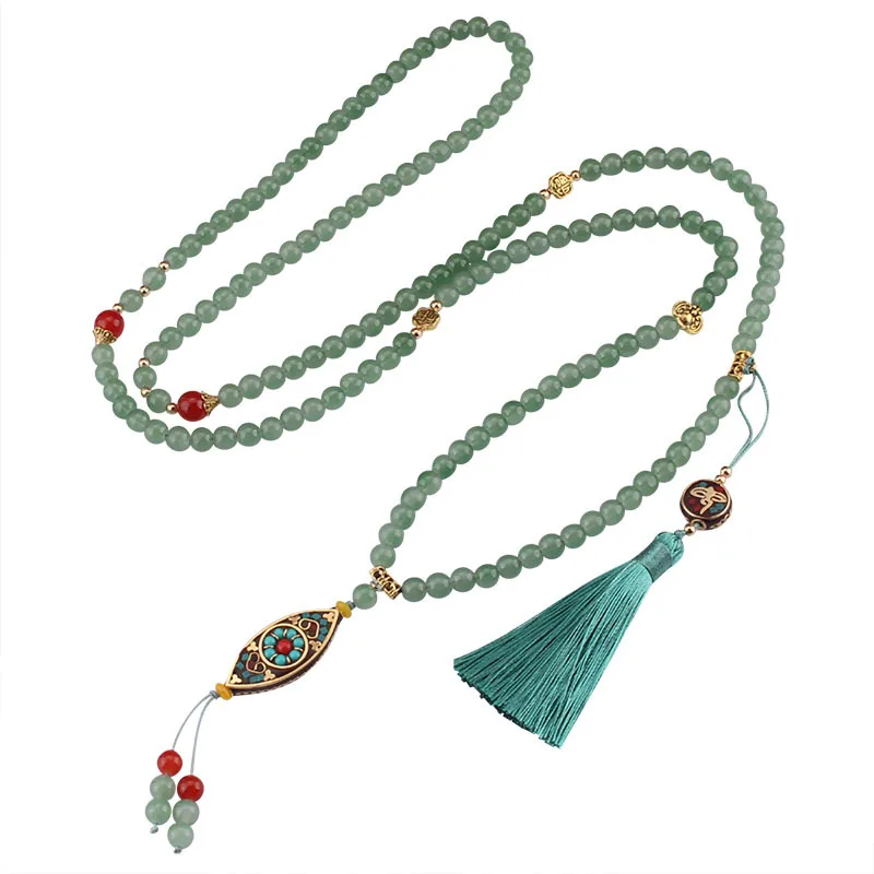 Geometrische Quaste Anhänger Kupfer Runde Perle Umhängetasche Kette Ethnischen Stil Frauen Mode Vielseitige Lange Halsketten Schmuck – Detail 6
