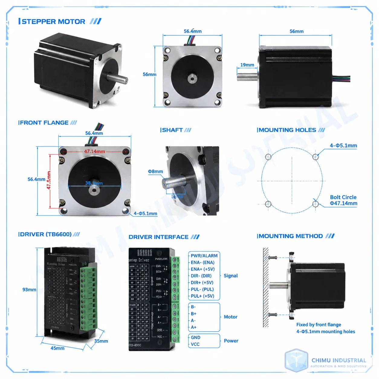 【CHIMU INDUSTRIAL】 for 57BYG250B Stepper Motor and 4A Driver Kit 1.2Nm Torque 32 Subdivisions for 3D Printing