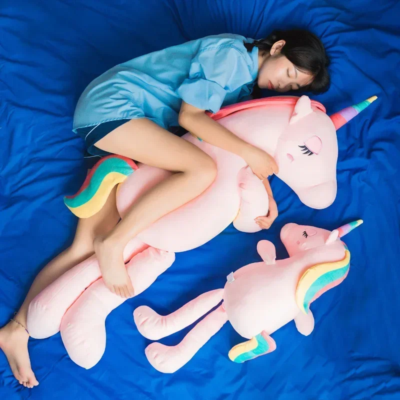 [Funny] Big size 150cm Very cute soft unicorn horse Stuffed plush toy sleep doll Hold pillow Home Decoration Girl Birthday Gift