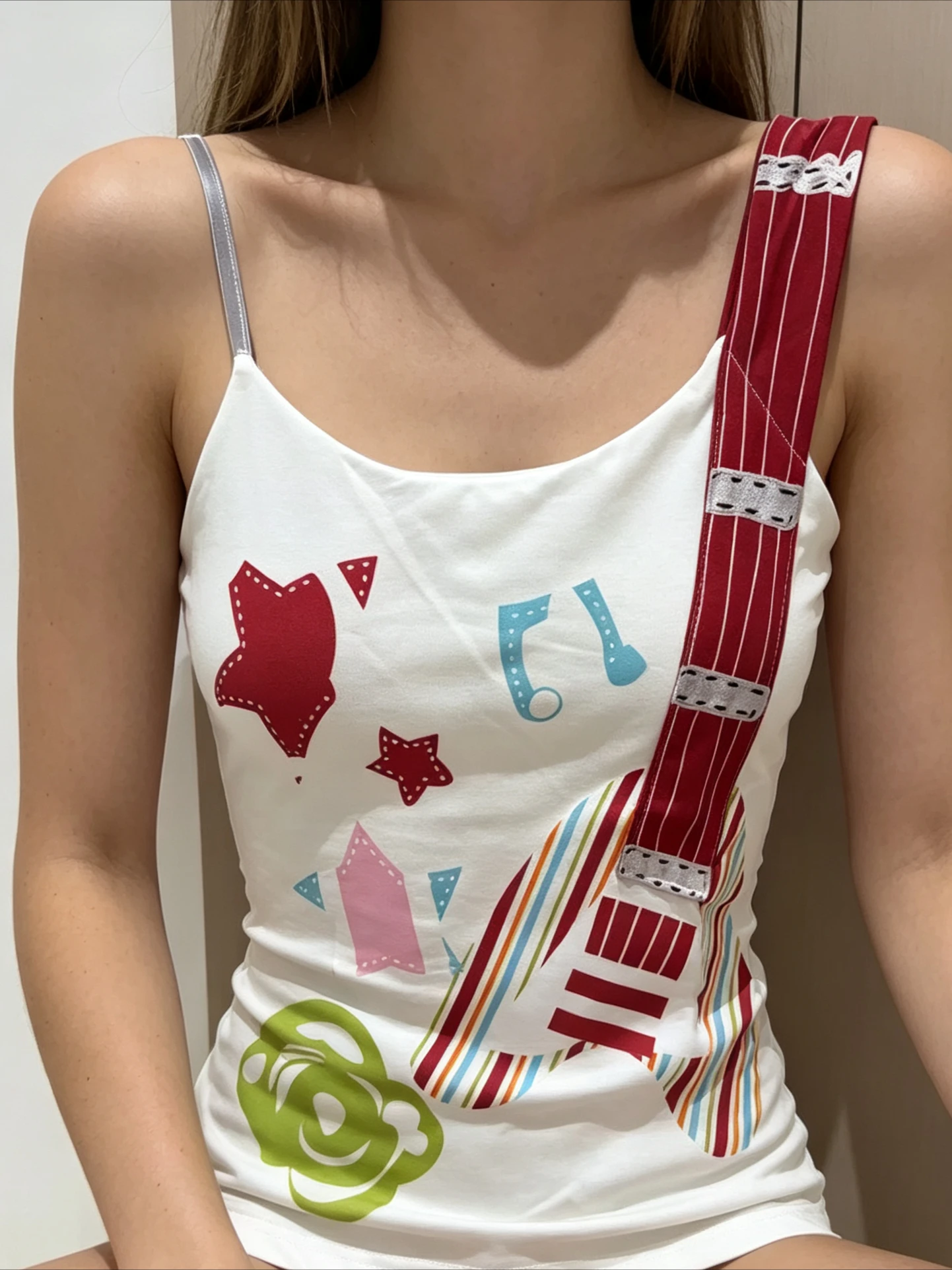 Aesthetic Rock Guitar Sleeveless Cami Top Colorful Star Music Note Print Slim Fit Retro Y2K Casual Street Summer Camisole Vest