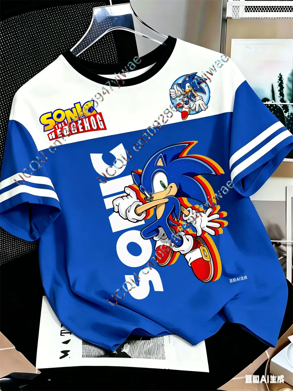 Camiseta de Jersey con Estampado Gráfico 3D de Blue The Hedgehog Sonic Tails, Camiseta de Anime para Fanáticos del Juego, Ropa Urbana de Moda Y2k, Camiseta para Adultos y Niños