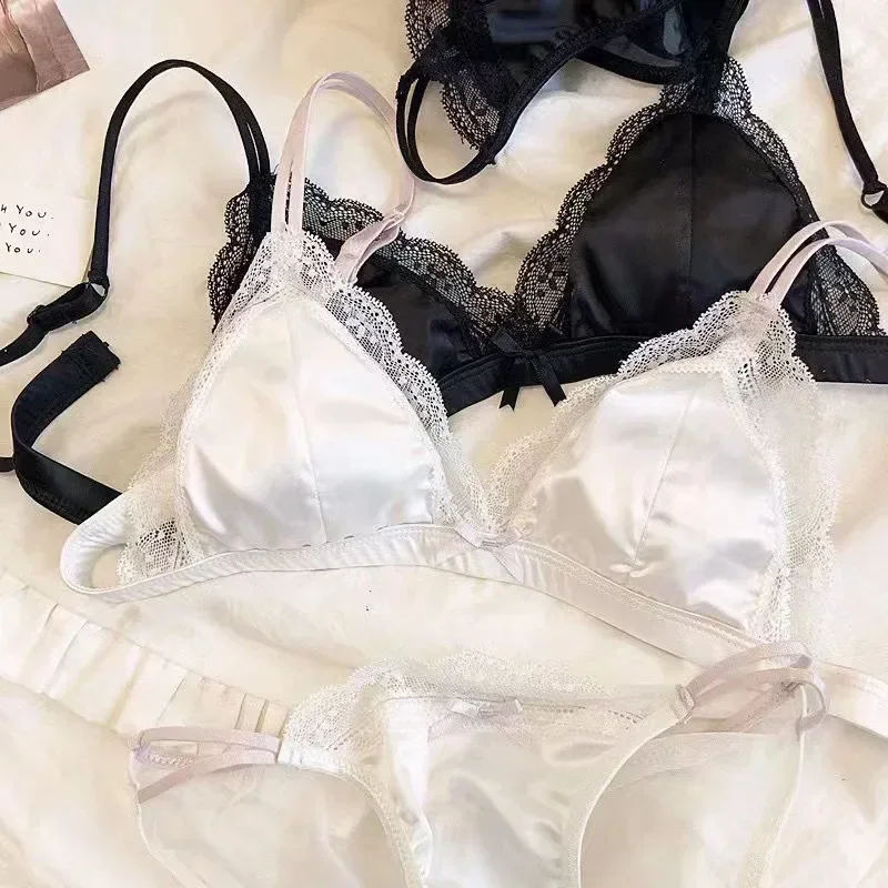 Francouzská saténová dívčí ultratenká sexy krajková letní prodyšná podprsenka - náhled 3