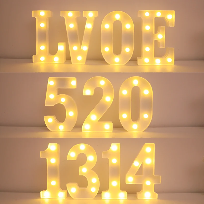 Wedding Decorative Name Letters Alphabet Letter LED Lights Luminous Number Lamp Night Light Party Baby Bedroom Decoration Home