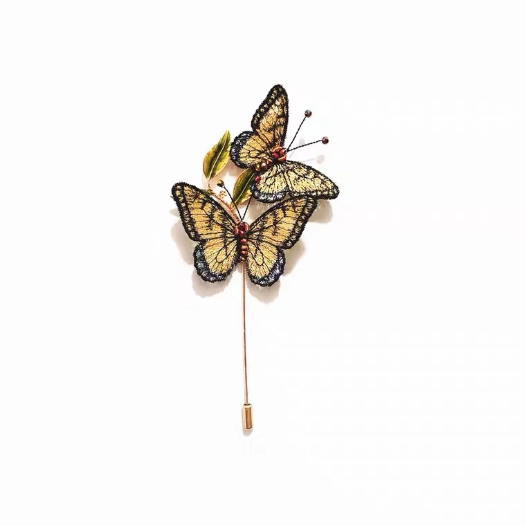 Embroidered Butterfly Brooch Handmade Coat Pin Sweater Corsage Accessories Woman