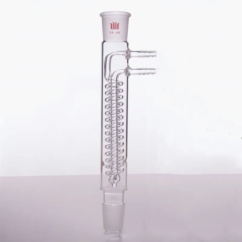 SYNTHWARE Efficient serpentine reflux condenser, 14/20 19/22 24/40, φ 8mm/10mm small nozzle, Borosilicate glass, C26