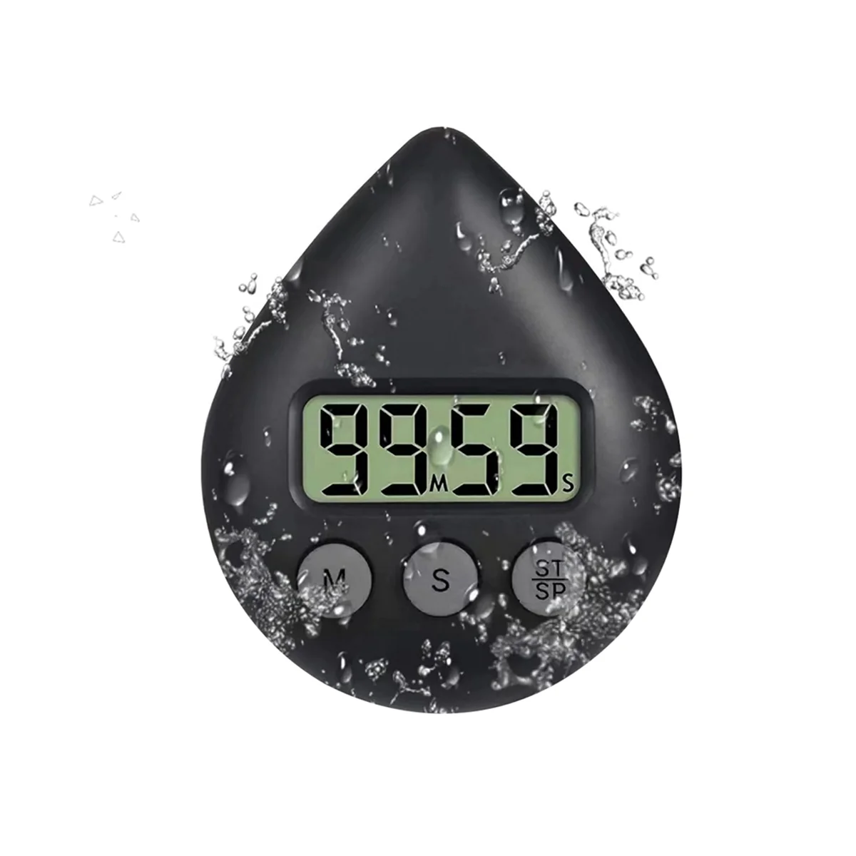 Silent Non-Ticking Battery Operated Shower Timer, Waterproof Digital Timer, Small Size Cute Timer Black