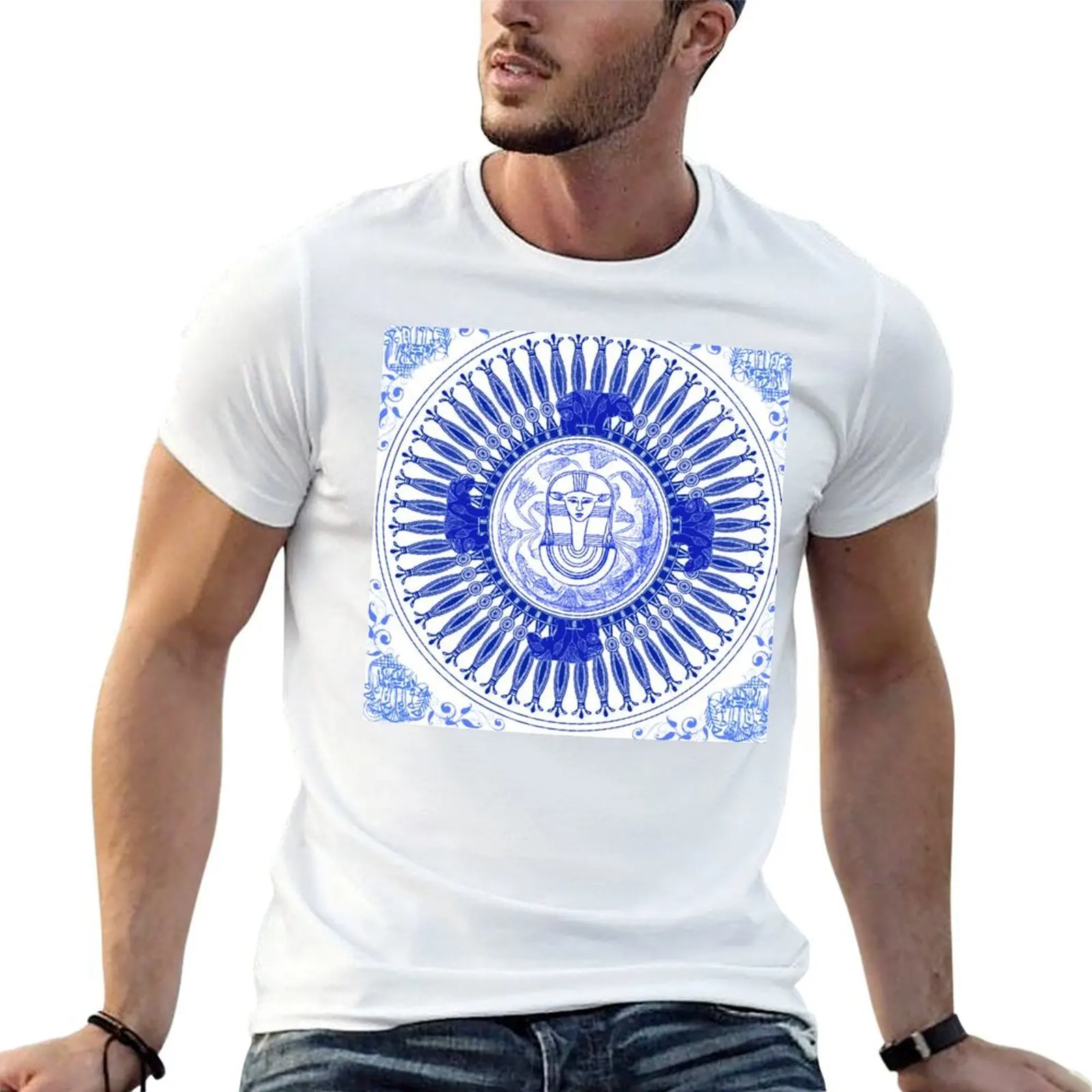 

Egyptian Blue and White Hathor (SPODE INSPIRED) T-Shirt man t shirts for men T-Shirt