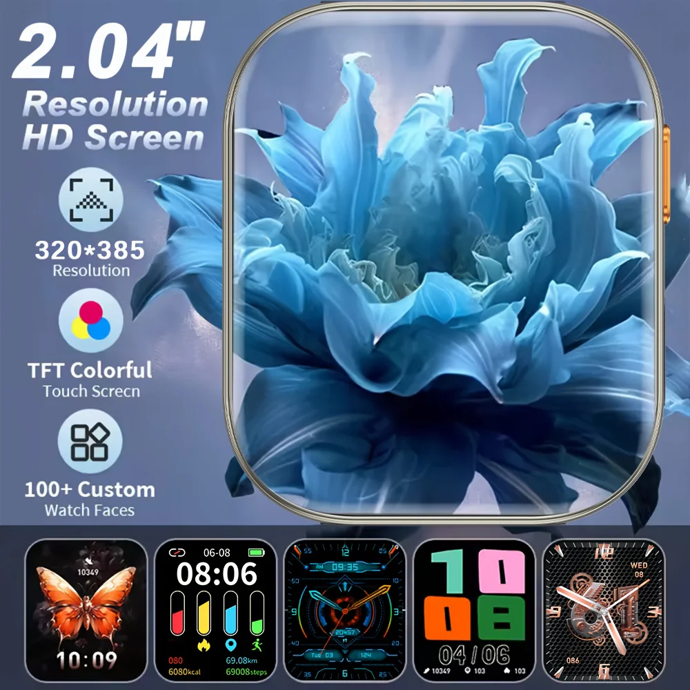 New GPS Track Smart Watch Men Women Compass 2.04“ HD Screen Heart Rate Monitor Sport Waterproof Bluetooth Call Smartwatch 2025