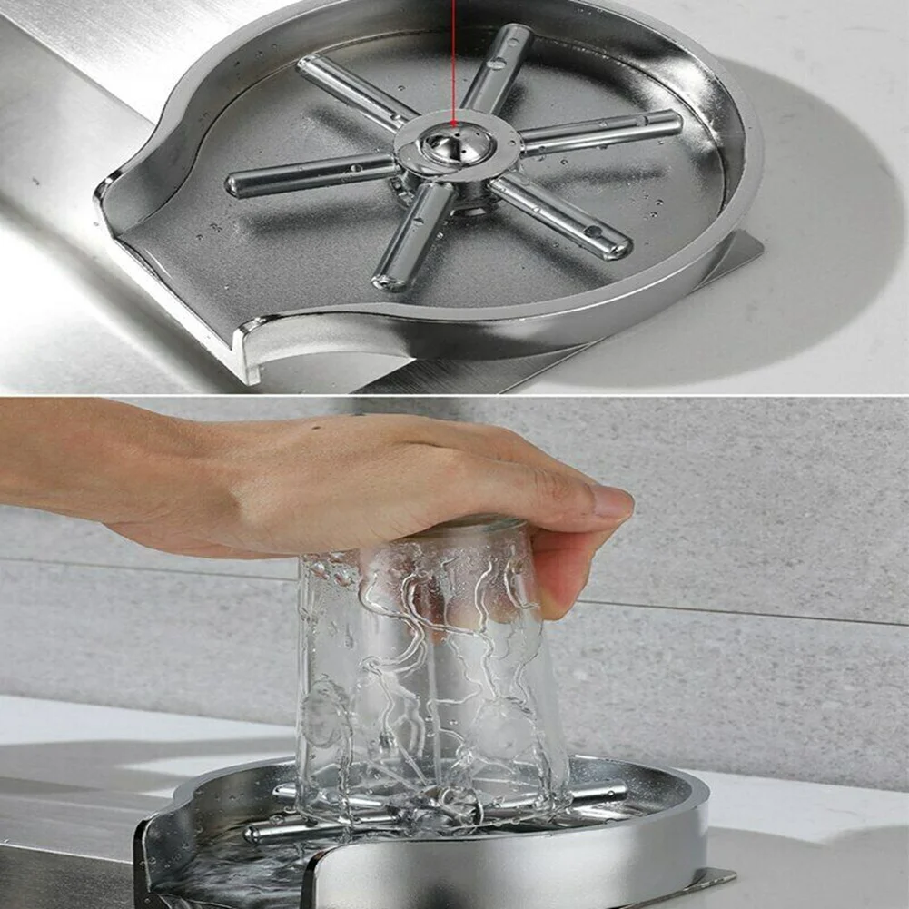 Quick Cup Washer Faucet Glass Rinser Automatic Press Kitchen Sink