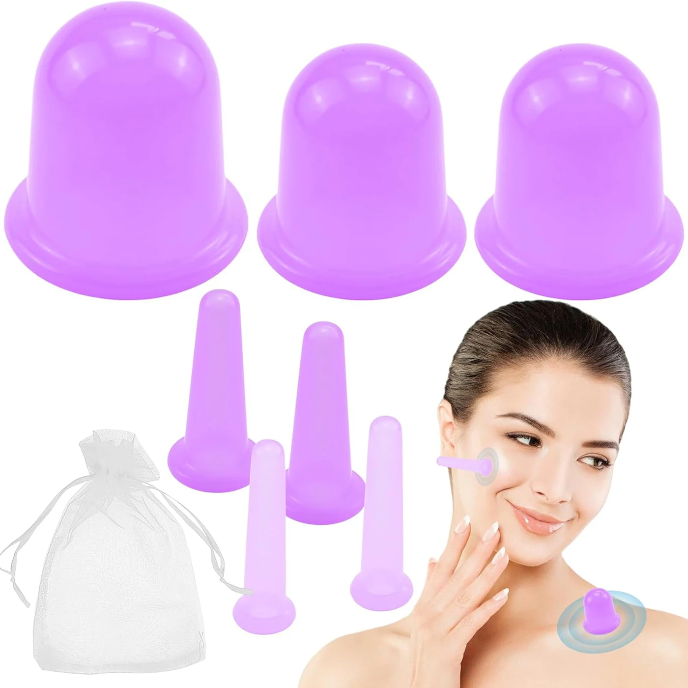 7Pcs Set Silicone Anti Cellulite Cup Vacuum Massage Suction Cups Body Pain Relief Roller Manual Suction Cups Cupping Therapy