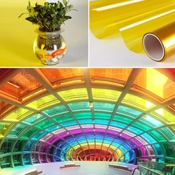 Yellow Glass Window Film Transparent Self Adhesive UV-Prevention DIY Christmas Party Building Home Colorful Decoration Stickers