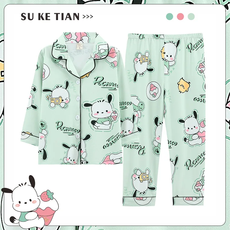 Y2k Long Sleeved T-shirt and Pants Set Boys and Girls Pajamas Spring and Autumn Kids Pajamas Cartoon Pattern Home Clothing