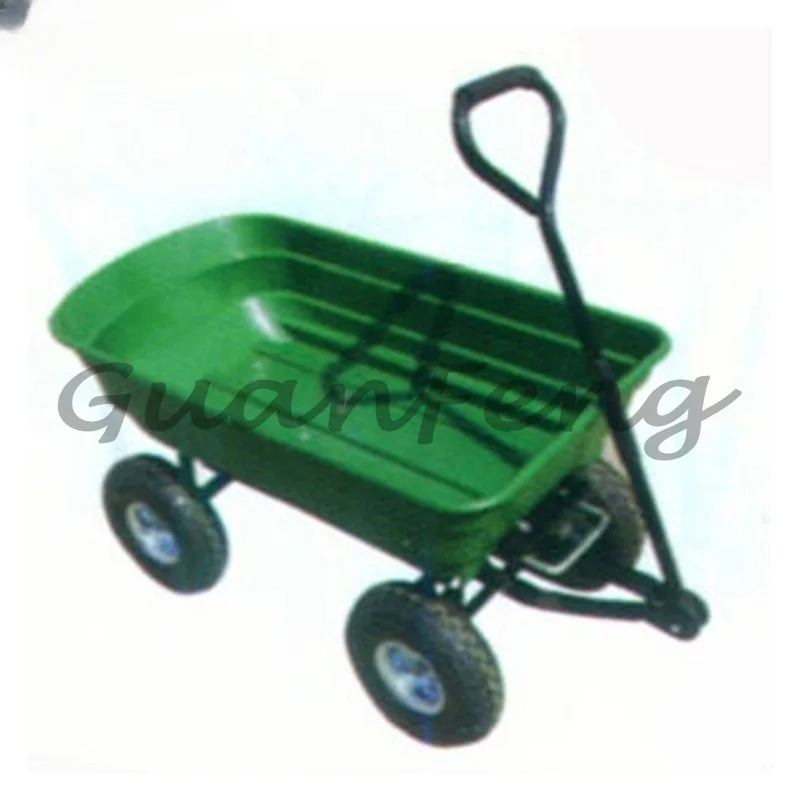 Foldable Flatbed Dump Garden Utility Trailer, Domestic and Outdoor Hauler with Air Pump and Assembly Tools