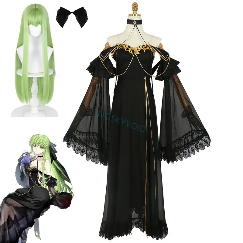 

Halloween 2025 C.C. Cosplay Dresses CODE GEASS Lelouch Of The Rebellion CC Costumes Halloween Carnival Queen CC Black Dress