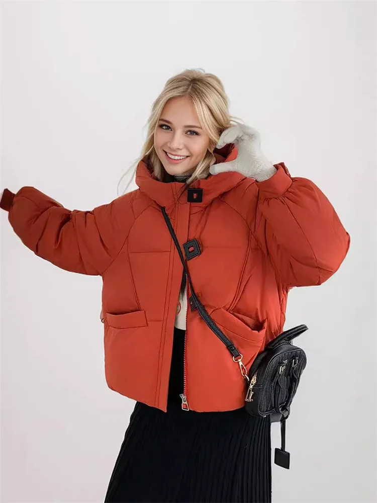 Women's Jacket With Padded Down High-End Quality New For 2024 Square Buckle Design Stylish And Simple Temperament Winter Coat