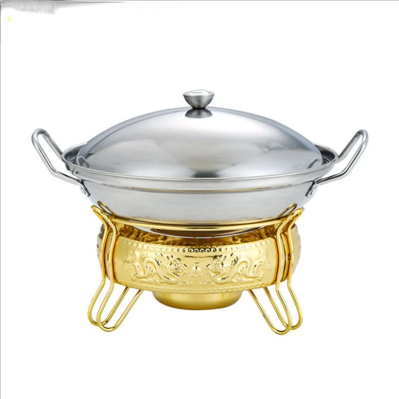 

Thickened Stainless Steel Alcohol Stove Small Hot Pot Home Use and Commercial Use Hotel Stewed Pot Dry Pot Solid Alcohol Stove