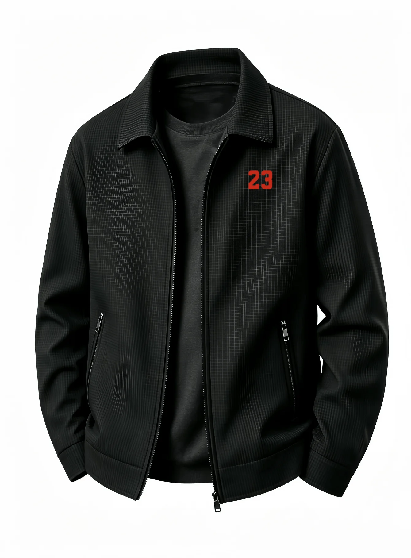 Men's Lightweight Collar Zipper Jacket Spring and Summer Men's High-end Business Casual Jacket Lightweight Texture