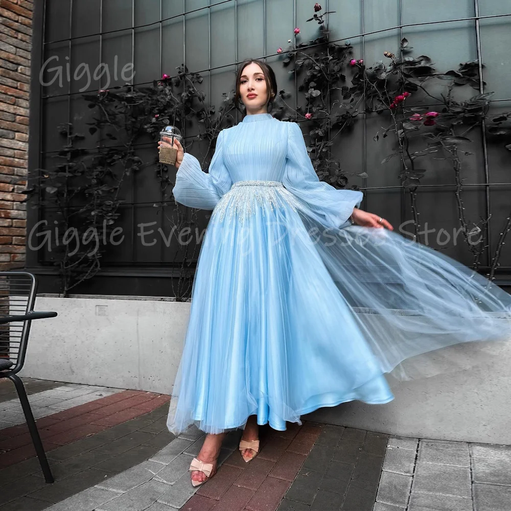 

Giggle Satin A-line Scoop Neckline Populer Ruffle Formal Prom Gown Ankle-length Evening Elegant Party Dresses for Women 2023