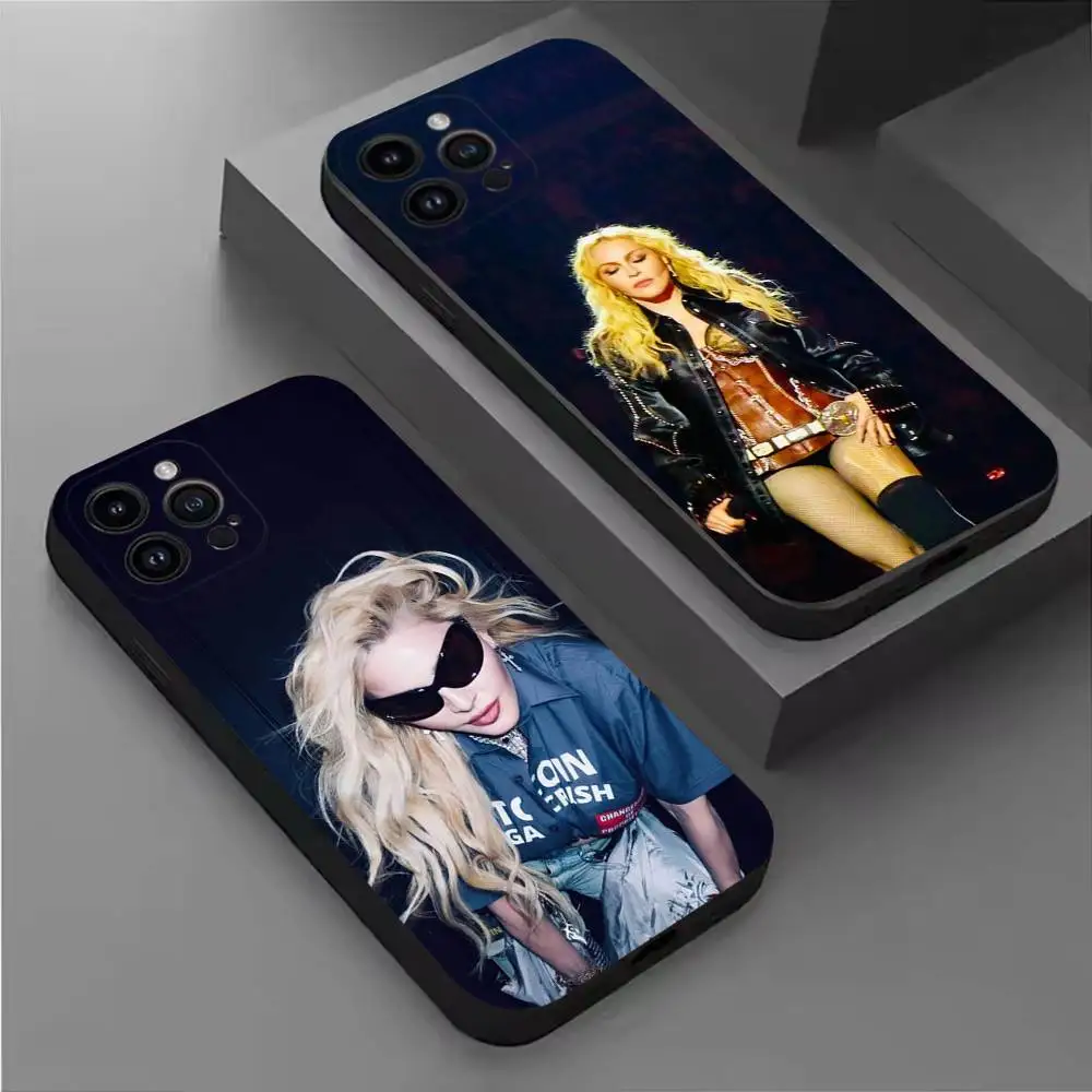 

Singer Madonna Ciccone Phone Case For iPhone 17,16,15,14,13,12,11 Plus,Pro Max,XS,X,XR,SE,Mini,8,7,Soft Silicone Black Cover