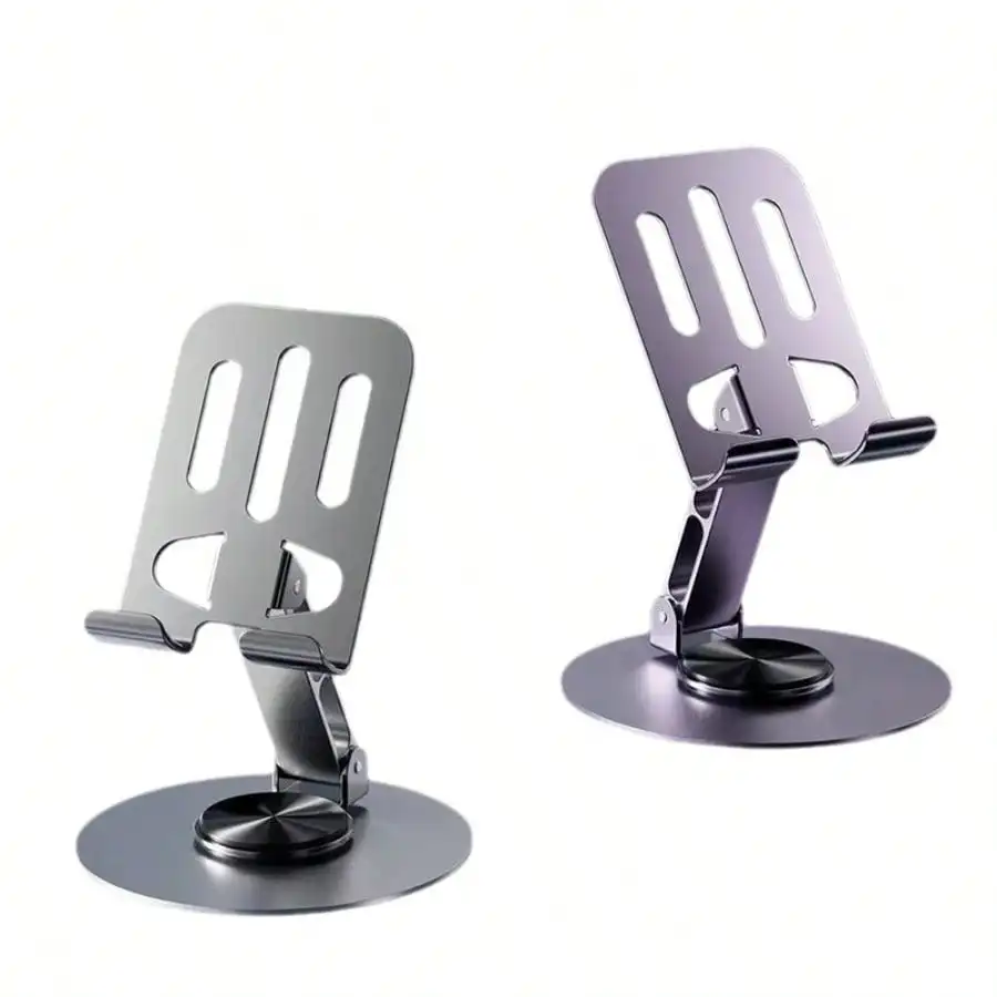 Todo metálico 360 °   Soporte giratorio para teléfono: soporte universal resistente para iPhone y Android, soporte de escritorio ajustable, idea de regalo premium