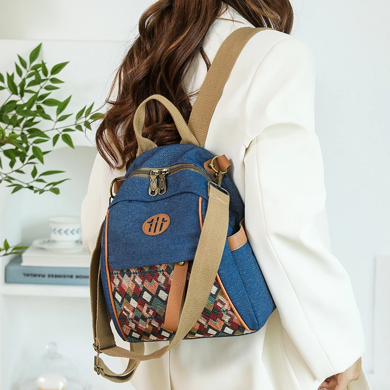 Women's Bags 2026 New Canvas Women's Crossbody Bag Single Shoulder Small Square Bag Trendy Mom Bag Ethnic Style