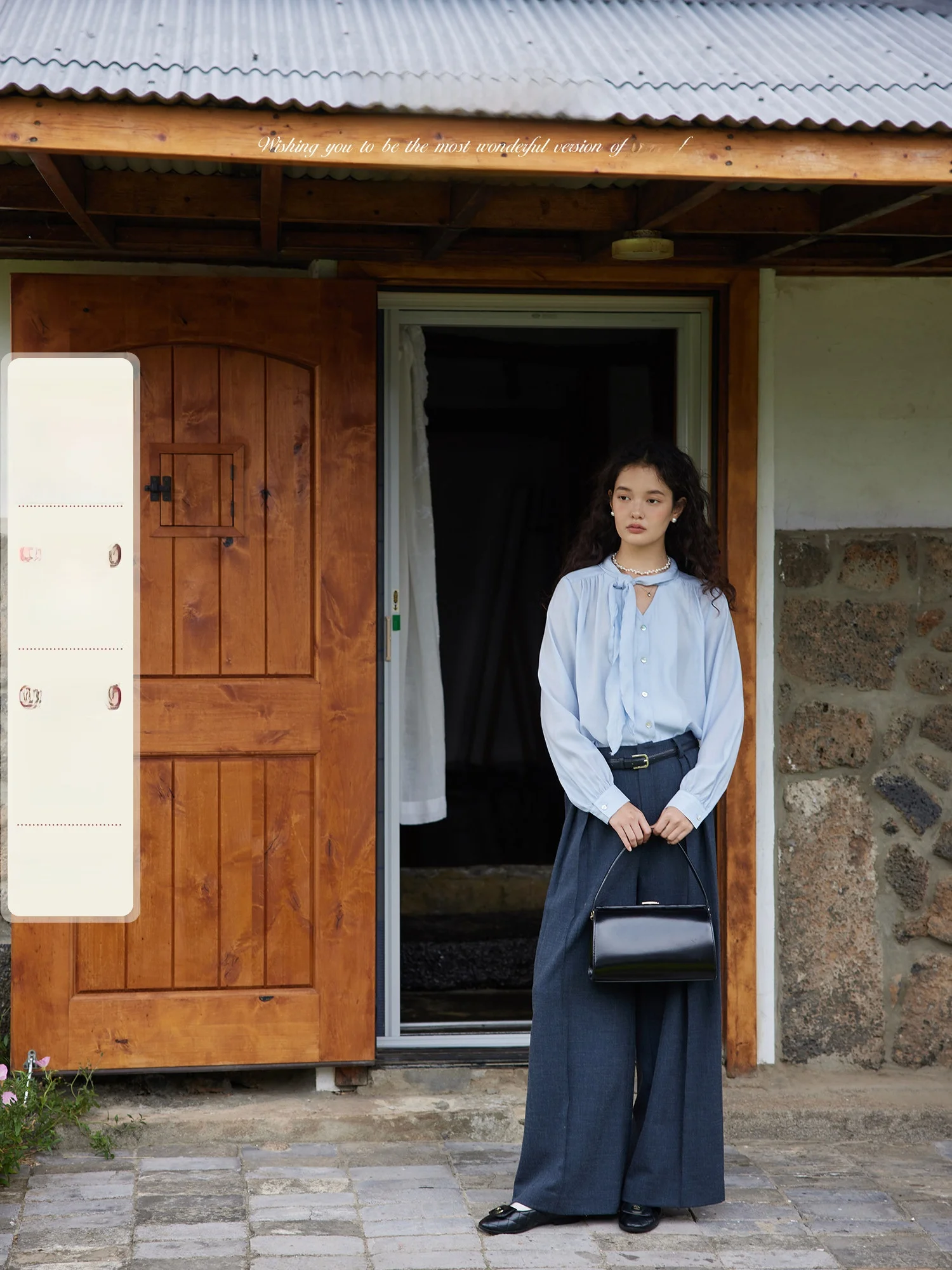 

ORWhite Vintage Asymmetric Blue Long Sve Women's irt Tie Waist Slimming Loose Fit Polyester Blend round Ne Casual irt