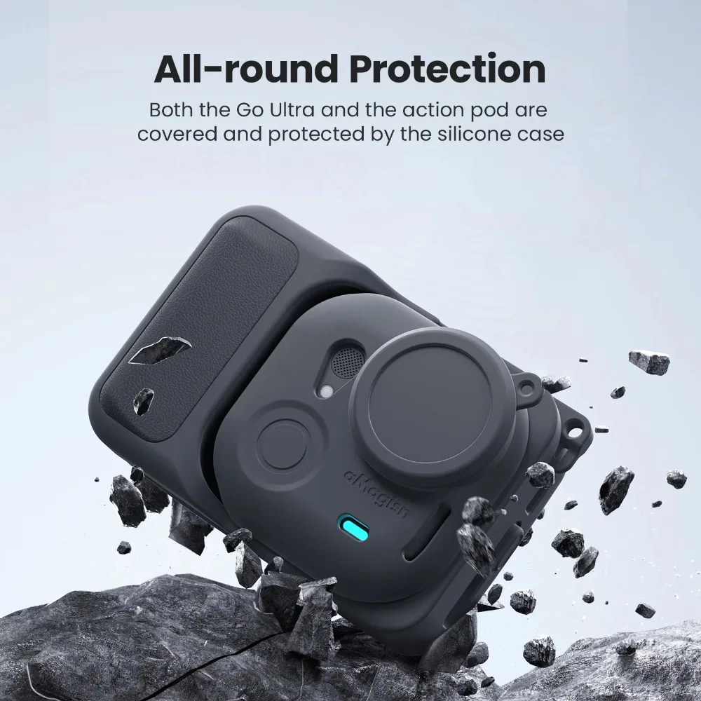 Silicone Case For Insta360 GO Ultra Action Camera Protective Cover Shell Built Lens Protection Film Anti-drop Camera Accessories