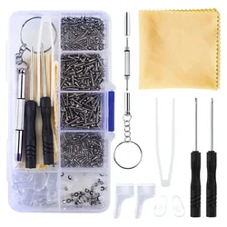 500 Pcs Eyeglasses Sunglass Repair Tool Kits With Screws Nose Pads Ear Hooks Screwdriver Nuts Optical Parts Assorted