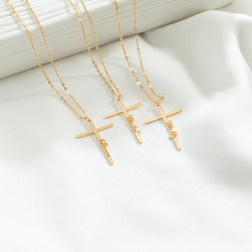 

Faith Cross Necklace Gold Plated Stainless Steel Dainty Faith Pendant Necklace for Women Minimalist Religious Jewelry Daily Wear