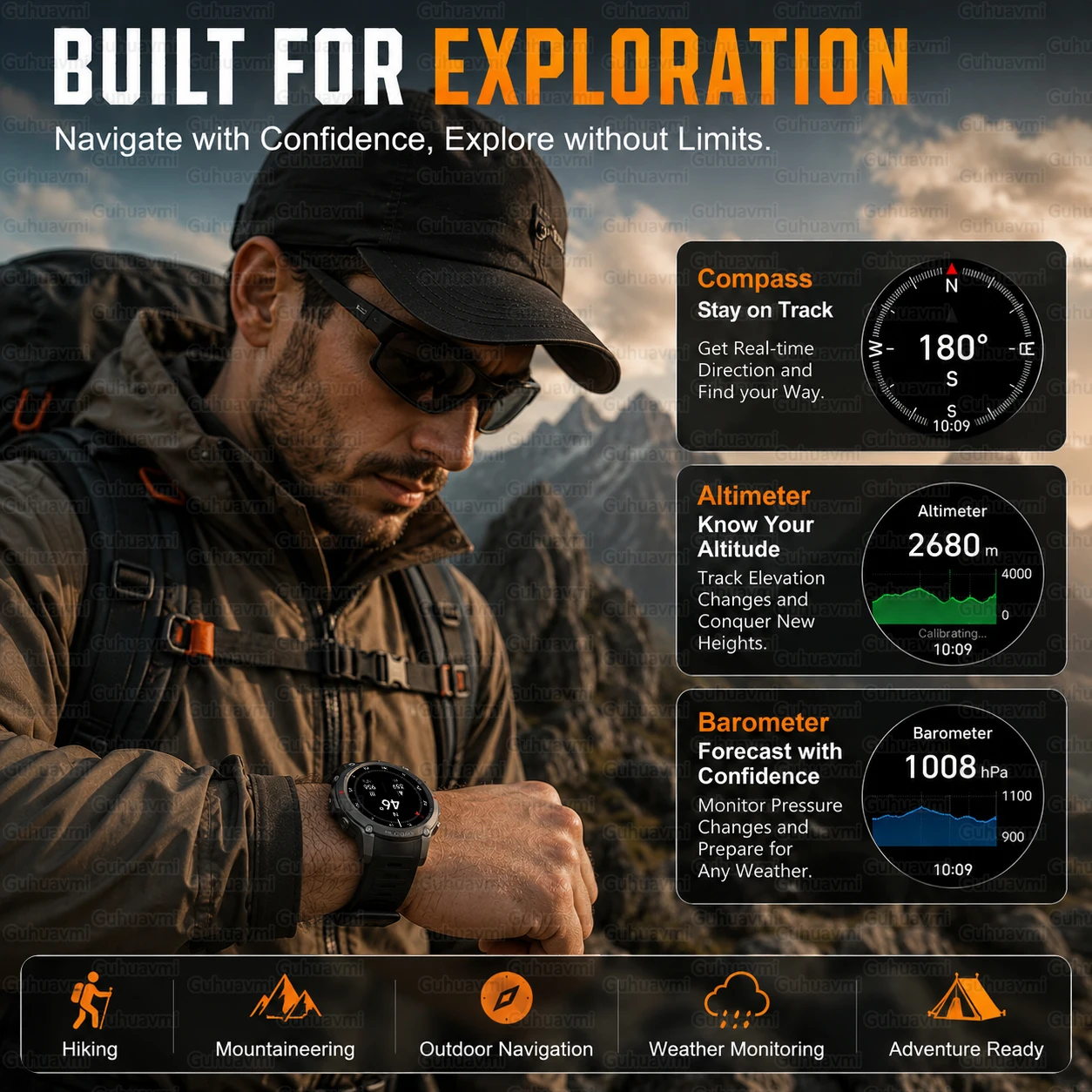Outdoor Tactical Smartwatch Me - Altimeter Compass Watch ulasan dan harga